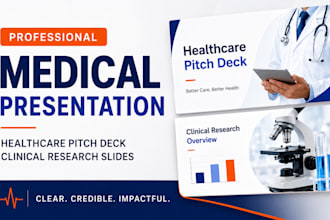 design medical presentation, healthcare pitch deck and clinical research slides