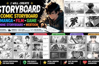 create storyboard, comic storyboard, manga, film, game, anime storyboard webtoon