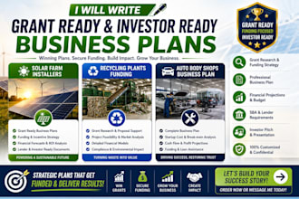 solar farm installer grant recycling plant funding auto body shops business plan