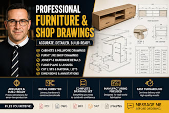 create manufacturing ready furniture and cabinetry shop drawings in autocad