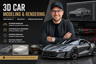 create realistic 3d car modeling and rendering for automotive visualization