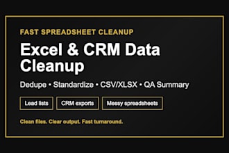 clean, dedupe and format your excel, CSV or CRM data