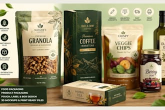 design food packaging, product packaging, pouch and label design
