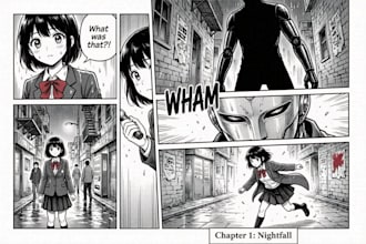 create black and white manga comic page artwork