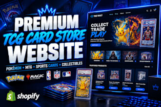 design custom trading card shopify store tcg, pokémon sport card website