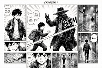 design custom manga comic page illustration for print