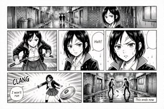 draw detailed manga comic pages in anime style