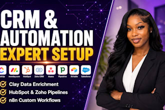 setup clay com, hubspot, zoho crm, n8n, apollo io, dubsado crm and monday crm
