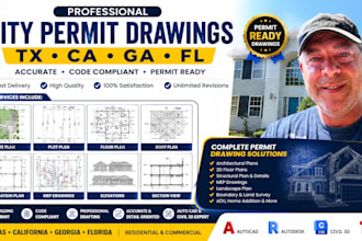 tx ca ga fl city permit drawings roof plan mep foundation plan approved