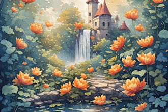 draw a watercolor landscape illustration
