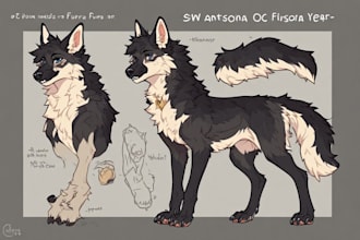 illustrate your furry, fursona, and anthro characters for you