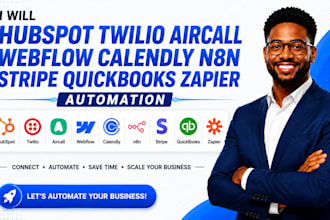 hubspot twilio aircall webflow calendly n8n stripe quickbooks zapier automation