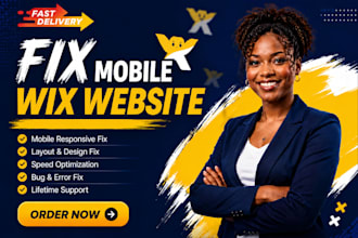 rebrand design redesign wix website, update and fix mobile wix layout in 12hrs