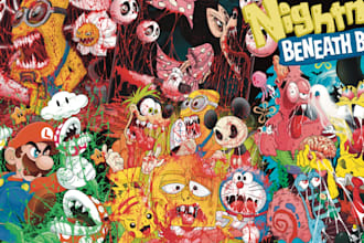 create creepy dark art cartoon illustration