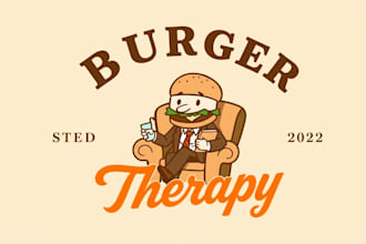 do modern burger therapy logo with unlimited revisions