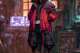 cyberpunk hacker character art