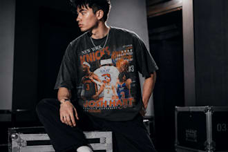create custom vintage sports graphic tee design