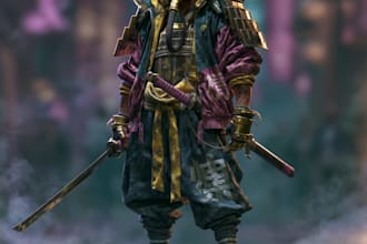 cyberpunk samurai street warrior art desing