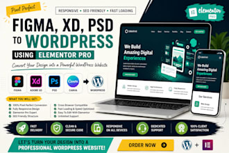 convert figma, xd, psd or canva to wordpress elementor website