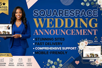 design a squarespace wedding announcement website