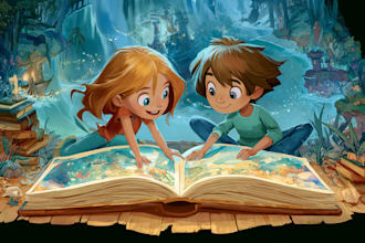 design children story book, child book illustration,