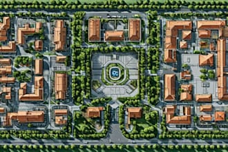 create architectural landscape and site plan in autocad with vray rendering