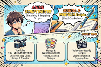 write anime and manga youtube video scripts