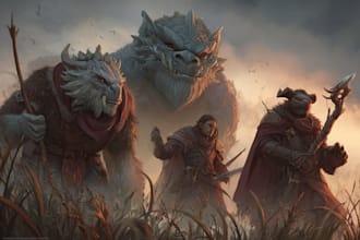 draw your tabletop rpg party in a fantasy style