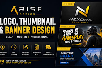 create professional logo, youtube thumbnails, and banners