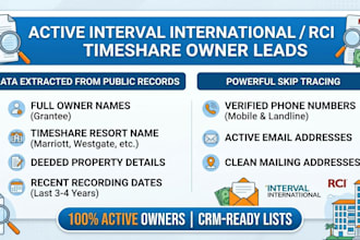 provide active interval international timeshare owner leads with skip tracing