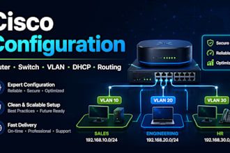 configure cisco router, switch, vlan, dhcp, and basic network setup