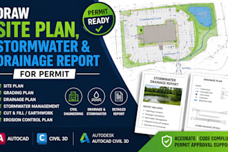 draw site plan, stormwater and drainage report for permit