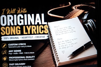 write original heartfelt song lyrics for any genre