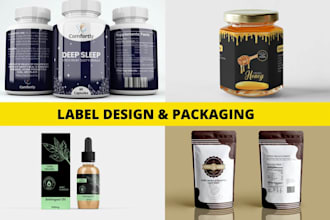 do premium product label, box package, pouch bag design for brand