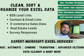 clean, format and organize excel, csv and sql data