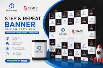 design a clean step and repeat, and rectangular banner