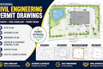 civil engineering site plan permit drawings, erosion plan, drainage, survey plan