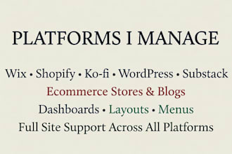 wix, shopify and website management assistant
