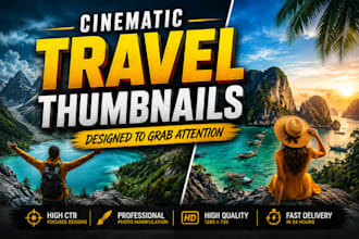 design cinematic travel vlog youtube thumbnails