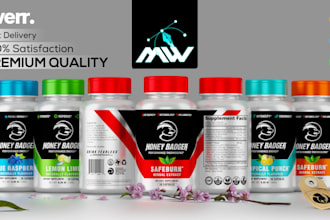design a premium supplement product label packaging