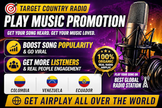 do best airplay music promotion in top radio stations on any country