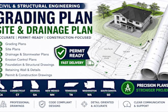 civil and structural engineer grading plan in ca, ct, ga, nm, tn, wa, sd