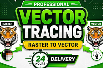 do manual vector tracing, raster to vector, logo vectorization