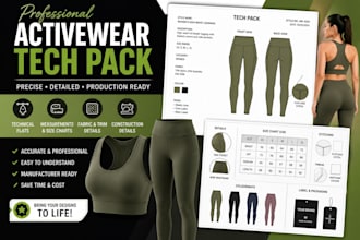 create professional activewear tech packs for sportswear and fitness apparel