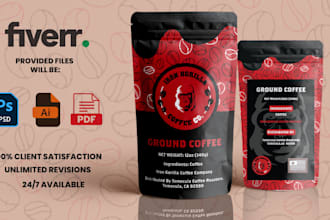 design coffee packaging, coffee bag , pouch, coffee label and packaging design