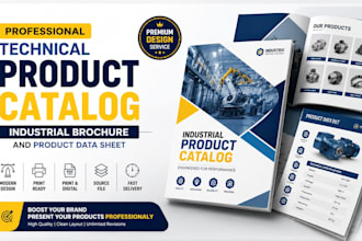 design technical product catalog, industrial brochure and product data sheet