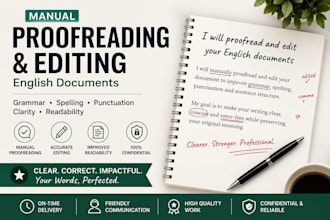 manually proofread and edit english documents