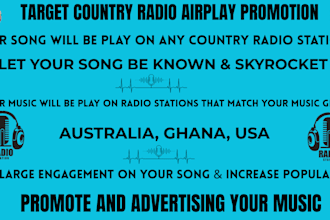 promote and play your music in best radio station for airplay on any country