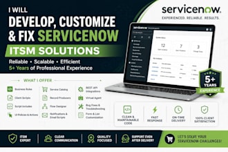 fix, customize and develop servicenow itsm solutions