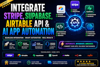 integrate stripe,supabase,airtable API and ai app automation